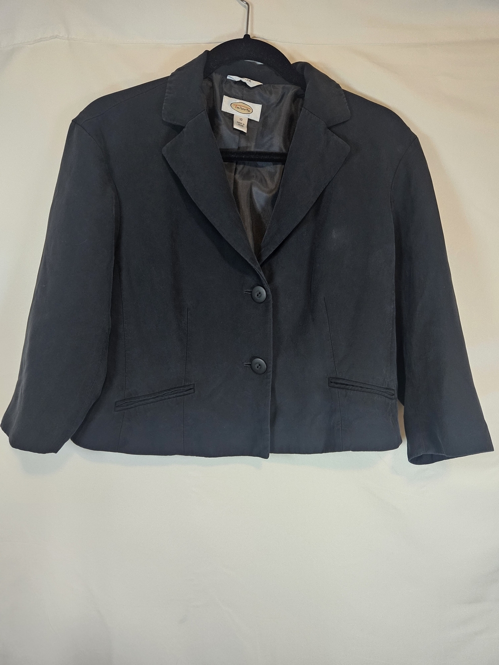 Talbots Black Cropped Silk Blazer